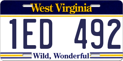 WV license plate 1ED492