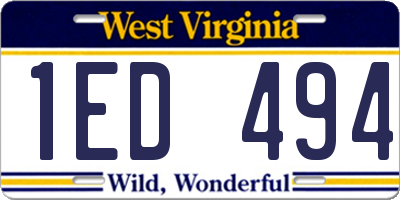WV license plate 1ED494