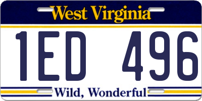 WV license plate 1ED496