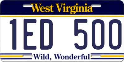 WV license plate 1ED500
