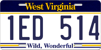 WV license plate 1ED514