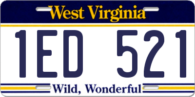 WV license plate 1ED521