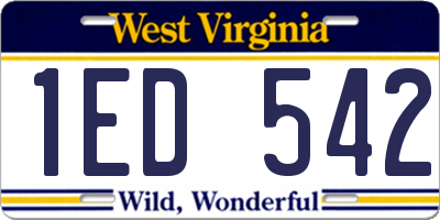 WV license plate 1ED542