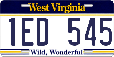 WV license plate 1ED545