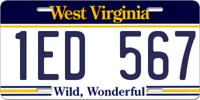 WV license plate 1ED567