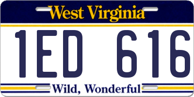 WV license plate 1ED616