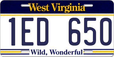 WV license plate 1ED650
