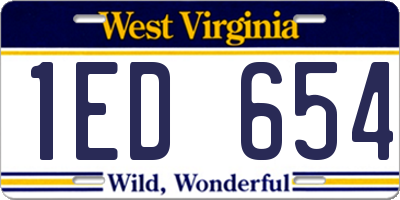 WV license plate 1ED654