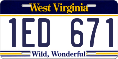 WV license plate 1ED671