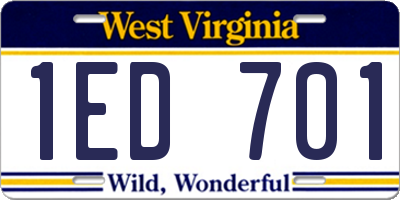 WV license plate 1ED701
