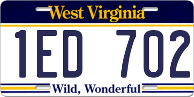 WV license plate 1ED702