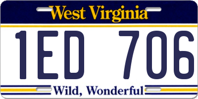 WV license plate 1ED706