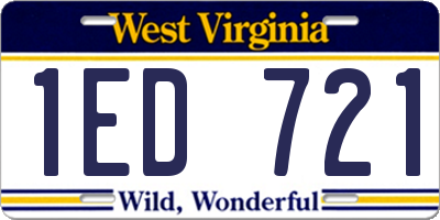 WV license plate 1ED721