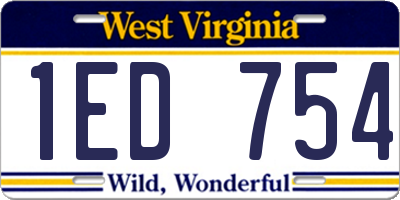 WV license plate 1ED754