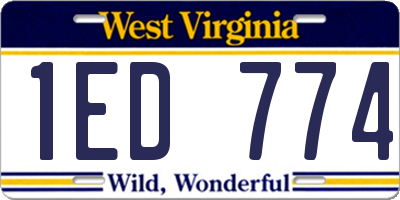 WV license plate 1ED774