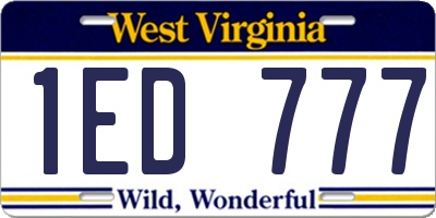 WV license plate 1ED777
