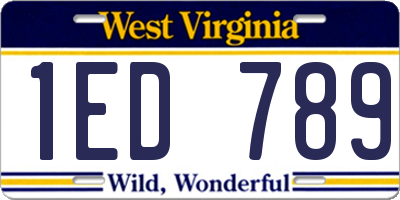 WV license plate 1ED789
