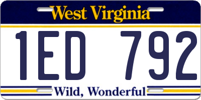WV license plate 1ED792