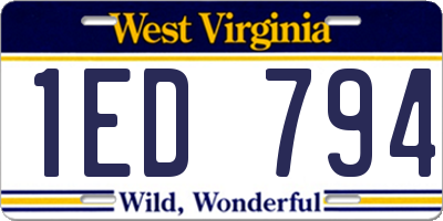 WV license plate 1ED794