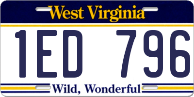 WV license plate 1ED796