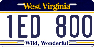 WV license plate 1ED800