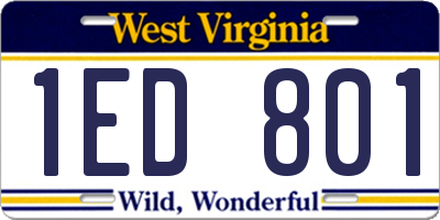 WV license plate 1ED801
