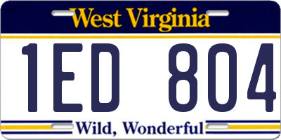 WV license plate 1ED804