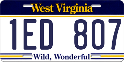 WV license plate 1ED807