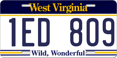 WV license plate 1ED809