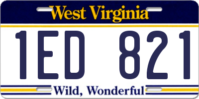 WV license plate 1ED821