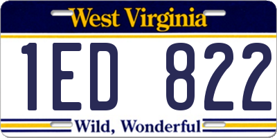 WV license plate 1ED822