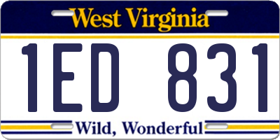 WV license plate 1ED831