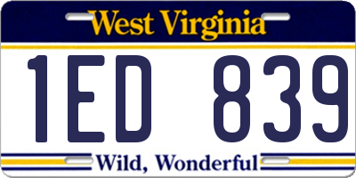 WV license plate 1ED839