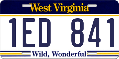 WV license plate 1ED841
