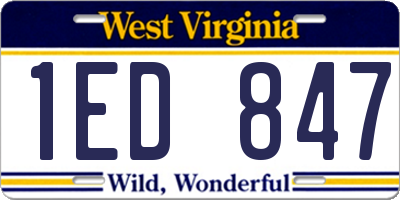WV license plate 1ED847