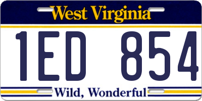 WV license plate 1ED854