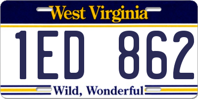 WV license plate 1ED862