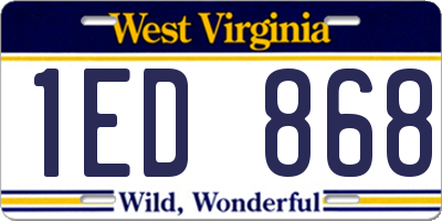 WV license plate 1ED868