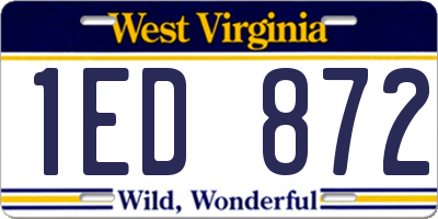WV license plate 1ED872