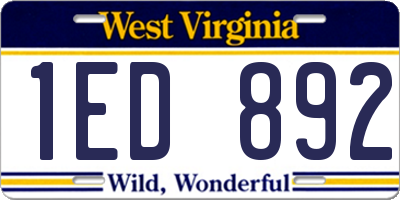 WV license plate 1ED892