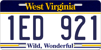 WV license plate 1ED921