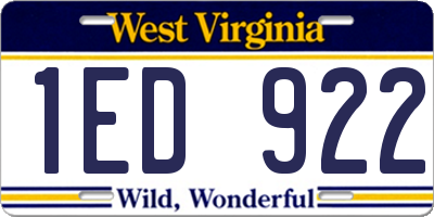 WV license plate 1ED922