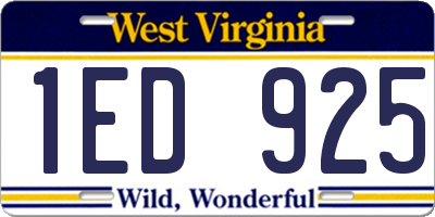 WV license plate 1ED925