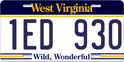 WV license plate 1ED930