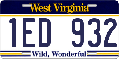 WV license plate 1ED932
