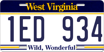 WV license plate 1ED934