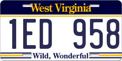 WV license plate 1ED958