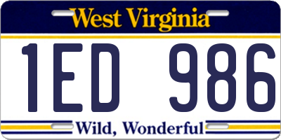 WV license plate 1ED986