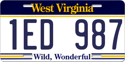 WV license plate 1ED987