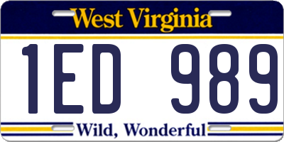 WV license plate 1ED989